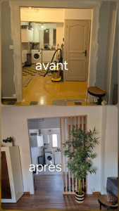 Photo de galerie - Pose parquet et carrelage, création de claustra,  peinture 