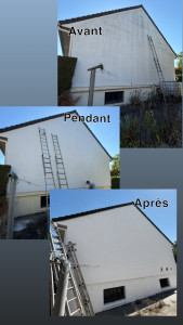 Photo de galerie - Nettoyage de pignon décapage et mise en peinture