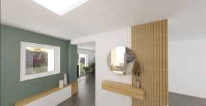 Photo de galerie - Visuel 3D réaliste - Aménagement et décoration d une entrée et d un salon