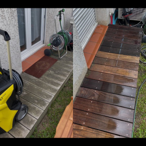 Photo de galerie - Nettoyage d’une piscine en bois 