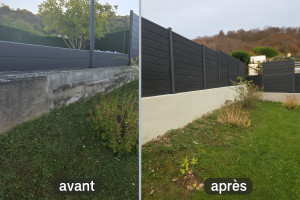 Photo de galerie - Pose crépi a gratté et clôture en pvc rigide 