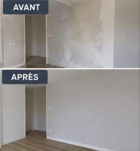 Photo de galerie - Avant / après rénovation peinture intérieure.