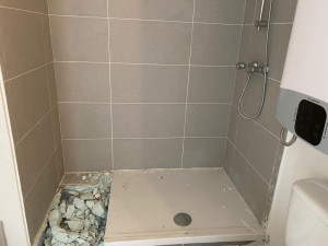 Photo de galerie - Remplacement d'un receveur de douche 80 par 140 cm
et pose de paroi de douche