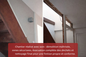 Photo de galerie - « Fin de chantier réalisée avec rigueur : espaces nettoyés, déchets évacués et site prêt pour la suite des travaux. »