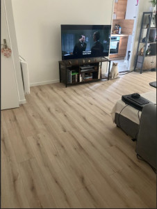 Photo de galerie - Pose de parquet et peinture d'un salon