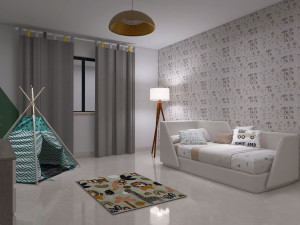 Photo de galerie - Design 3D d'une magnifique chambre d'enfant - style cute minimalist.