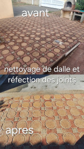 Photo de galerie - Nettoyage de dalle et réfection des joints par sable polymère Pont-Saint-Martin