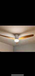 Photo de galerie - Remplacement d'un luminaire par un luminaire avec ventilateur. Pose du ventilateur et raccordement électrique.