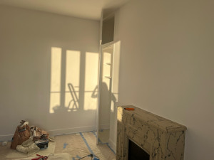 Photo de galerie - Rénovation peinture et enduit murs et plafonds suite dégât des eaux et cloques 
