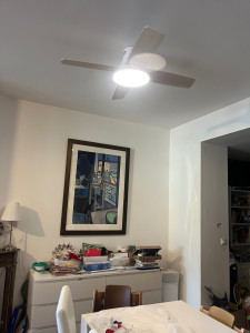 Photo de galerie - Installation ventilateur avec lumière intégré 