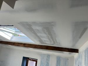 Photo de galerie - Pose des bandes calicot et ponçage des enduits 