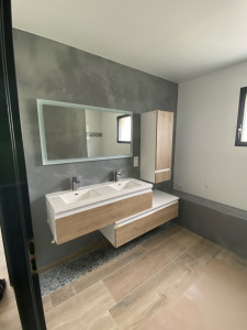 Photo de galerie - Peintre blanc velours et béton ciré 