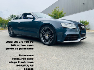 Photo de galerie - Audi a5 3L TDI 240 arrivée sans puissance après notre diagnostique complet la voiture réparer avec toute ça puissance avec nos solutions EGR et FAP en bonus elle repart avec un stage 2 de quoi libérer le sons du v6.