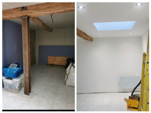 Photo de galerie - Pose de placo, création d'un puits de lumière, peinture 