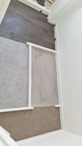 Photo de galerie - Pose de parquet clipsé, dalles collé et moquette. (Fait lors de formation)