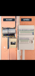Photo de galerie - Installation électrique Pose d'un tableau électrique et organisation soignée des circuits. 