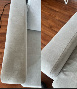 Photo de galerie - Avant / après nettoyage canapé 