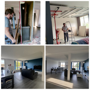 Photo de galerie - Retrait cheminée, murs, plafond et peinture.