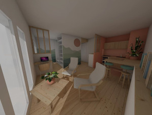 Photo de galerie - Vue 3D aménagement intérieur studio