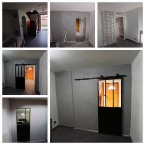 Photo de galerie - Création nouveau cloison installation verriere porte coulissante 