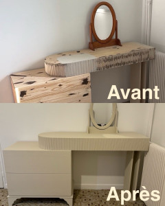 Photo de galerie - J’ai fabriqué cette coiffeuse en bois pour ma chambre.