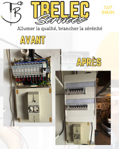 Photo de galerie - Remplacement et mise aux normes d’un tableau électrique.
Intervention réalisée pour sécuriser l’installation électrique d’une maison avec dépose de l’ancien tableau, installation d’un tableau électrique moderne, ajout de protections.