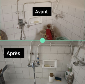 Photo de galerie - Pose d’un nouveau robinet pour évier de cuisine et modification de la tuyauterie selon le budget du client.
