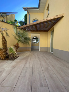 Photo de galerie - Création de pergola et pose de dalle 