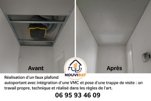 Photo de galerie - Avant après faux plafond autoportant avec trappe de visite 