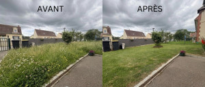 Photo de galerie - Remise en état total d’un jardin. Tonte de pelouse, Débroussaillage, Désherbage, Nettoyage des bordures… 