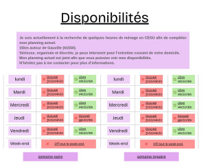 Photo de galerie - Planning de disponibilité.
