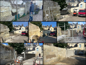 Photo de galerie - Création d’un mur de clôture en parpaing avec pose de chapeau de mur et rénovation d’un mur de clôture en tuffeau