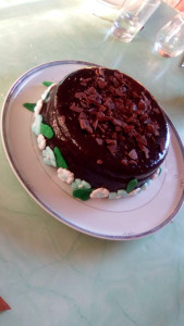 Photo de galerie - Réalisation d'un gâteau chocolat ganache vanille et glaçage miroir. Les fleurs sont en pâte à sucre