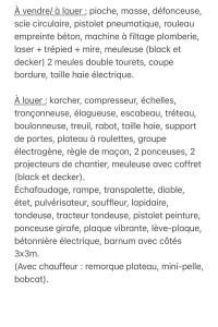 Photo de galerie - Je loue et vend du matériel professionnel avec mon conjoint dans le domaine du paysage et du bâtiment , n’hésitez pas à me contacter pour davantage d’informations.