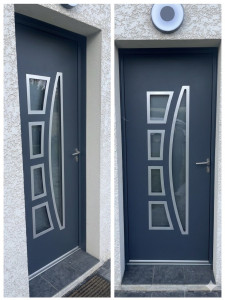 Photo de galerie - Pose d’une porte d’entrée Alu gris 7016