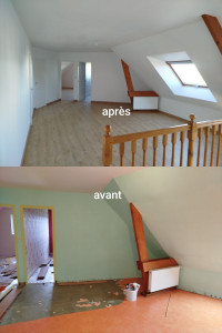 Photo de galerie - Pose d' un parquet flottant et mise en peinture des murs, plafond et des portes 