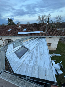 Photo de galerie - Réalisation d’une toiture en joint debout avec 2 VELUX