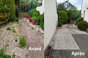 Photo de galerie - Désherbage et nettoyage des gravillons et allées.