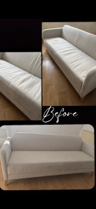 Photo de galerie - Avant nettoyage canapé beige .