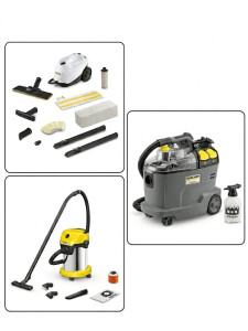 Photo de galerie - Je propose à la location un kit complet de nettoyage professionnel de la marque karcher pour remettre à neuf votre intérieur,vos tapis ou votre voiture: nettoyeur vapeur , shampoinuse puzzi 8\1 (injecteur/extracteur),aspirateur WD3