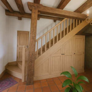 Photo de galerie - Création mobilier sur mesure sous escalier 