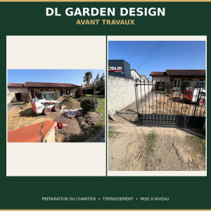 Photo de galerie - Préparation du terrain avant aménagement : terrassement, décaissement et mise à niveau pour la création complète des futurs espaces extérieurs.
