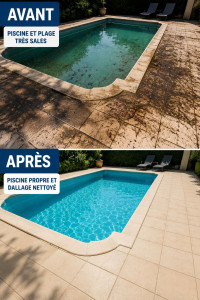 Photo de galerie - Avant après piscine et plage piscine sales