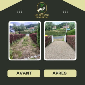 Photo de galerie - Mise à jour d’une allée avec installation,d’un géotextile + gravier 