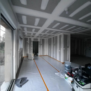 Photo de galerie - Lslation mur intèrieur-Montage plaques de Plâtre