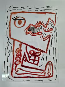 Photo de galerie - Dessin réalisé en quelques minutes pour un projet d'option art plastique 