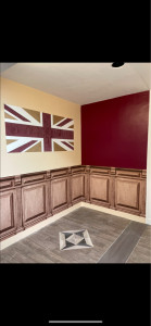 Photo de galerie - Drapeau tout en enduit décoratif avec une peinture laquée un revêtement mural en largeur de 1M ainsi que un revêtement de sol personnalisé 