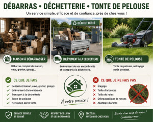 Photo de galerie - Debarras de maison, enlèvement en Dechetterie et Tonte de Pelouse.