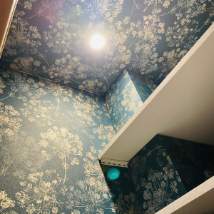 Photo de galerie - Spot et tapisserie au plafond