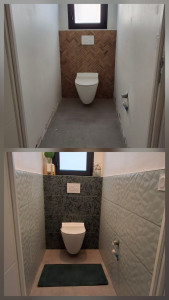Photo de galerie - Pose carrelage murs et sol toilette 